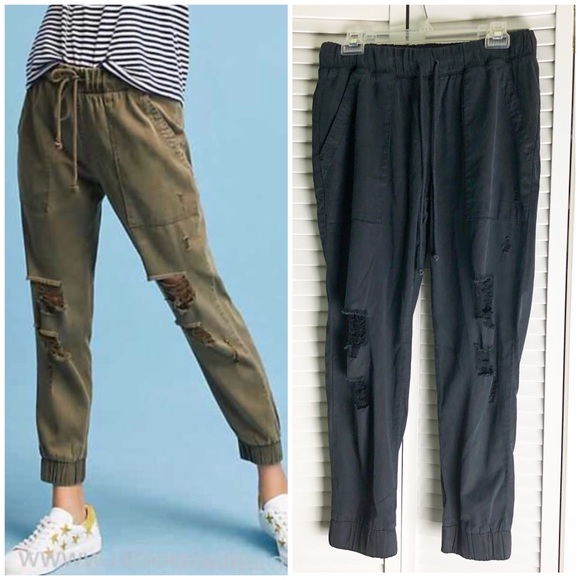 Anthropologie Pants - New Cloth & Stone Distressed Tencel Joggers Gray M